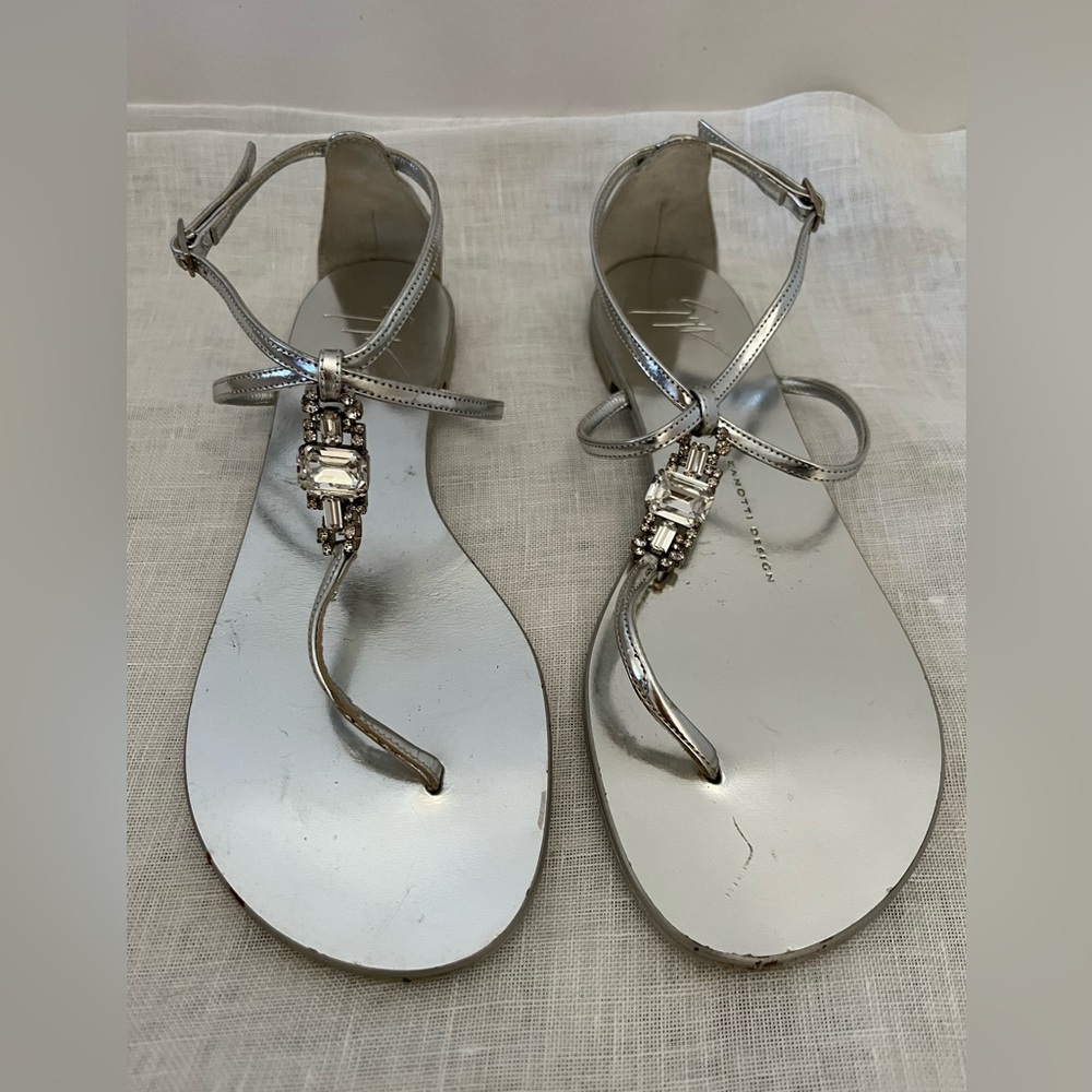 Giuseppe Zanotti Design Sandals. Silver. Size 37